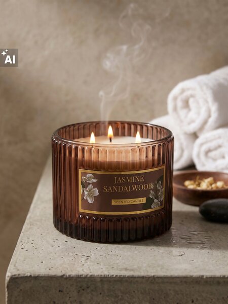 Sinsay - Ароматна свещ Jasmine Sandalwood - кaфяв