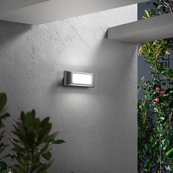 INTEC LED лампа за външна стена DESERT, антрацит, ширина 25 cm, метал, Черен, Алуминий, Модерен