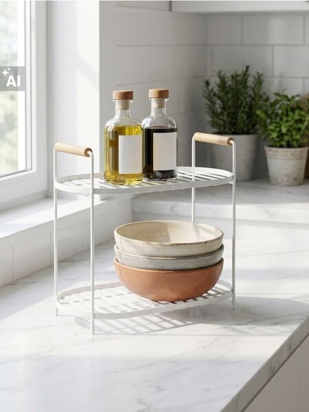 Sinsay - Двуетажна метална поставка с дръжки - бял