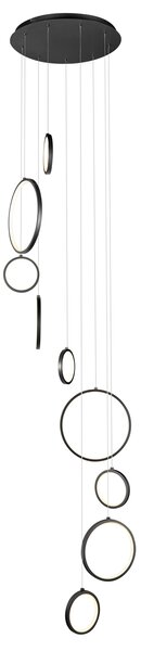 Дизайнерска висяща лампа черна 9-лампи вкл. LED 3-степенно димиране - Vide Anella