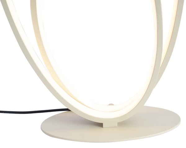 Дизайнерска настолна лампа бежова с включен LED димер с 3 степени - Boomerang