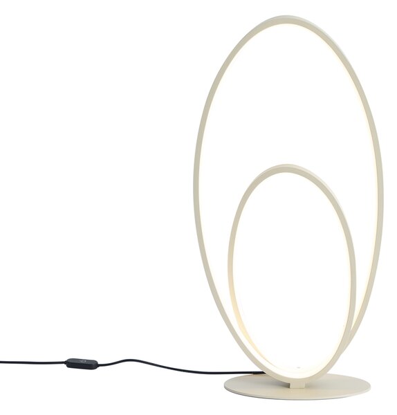 Дизайнерска настолна лампа бежова с включен LED димер с 3 степени - Boomerang