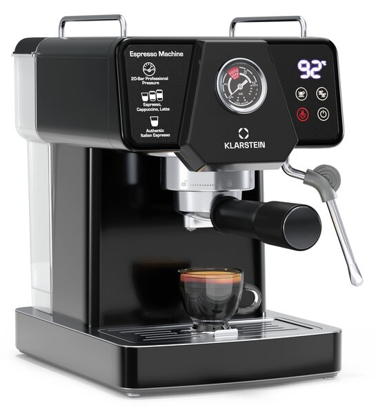 Klarstein Кафемашина с лост Libeica, 1350 W, 19 бара, сензорно управление, неръждаема стомана, сензор за налягане и температура