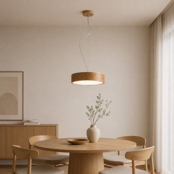 Brilagi - LED полилей на кабел CARVALHO MODERN 2xE27/60W/230V дъб, диам. 37,5 см