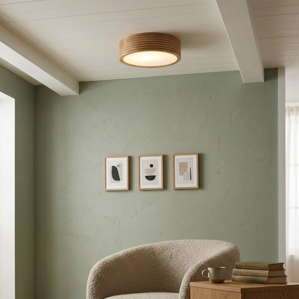 Brilagi - LED таванен плафон CARVALHO MODERN 1xE27/60W/230V диаметър 27,5 см дъб