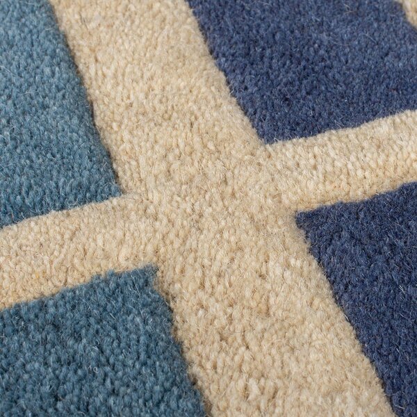 Ръчно изработена вълнена пътека в син и оранжев цвят 60x230 cm Retro Blocks – Flair Rugs