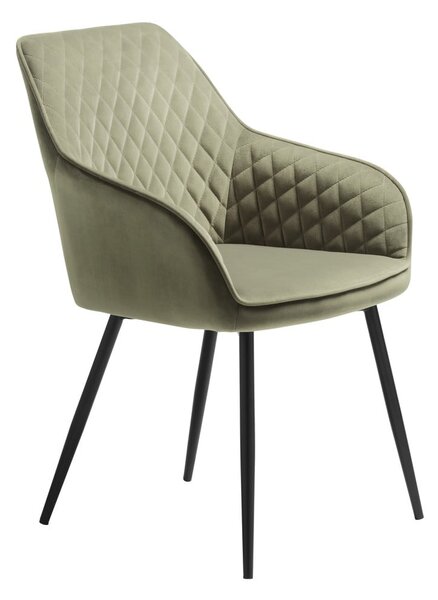 Тапициран трапезен стол с подлакътници в цвят каки Milton – Unique Furniture