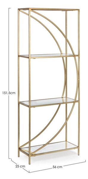 Стоманена библиотека в златист цвят 56x151,5x25 cm Elenor – Bizzotto