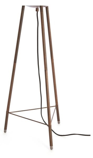 Бяла подова лампа с текстилен абажур (височина 133 cm) Bibury – Light & Living