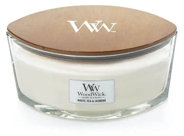 WoodWick White Tea & Jasmine ароматна свещ с дървен фитил