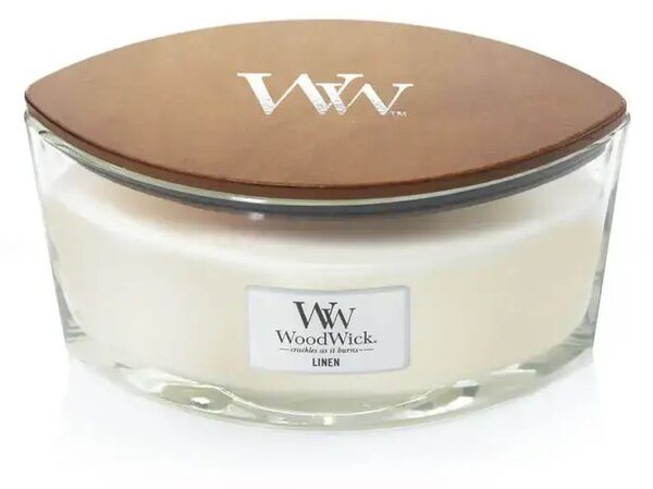 WoodWick Linen ароматна свещ с дървен фитил