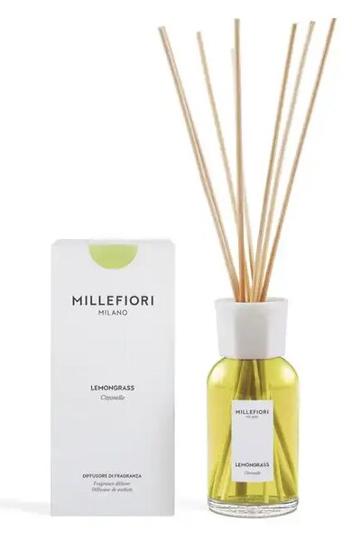 Millefiori Milano Арома дифузер с пръчици Lemongrass 250 ml – свеж цитрусов аромат за дома