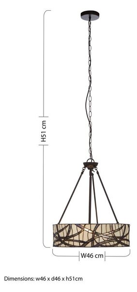 Метално висящо осветително тяло със стъклен абажур ø 46 cm Waldorf – Premier Housewares