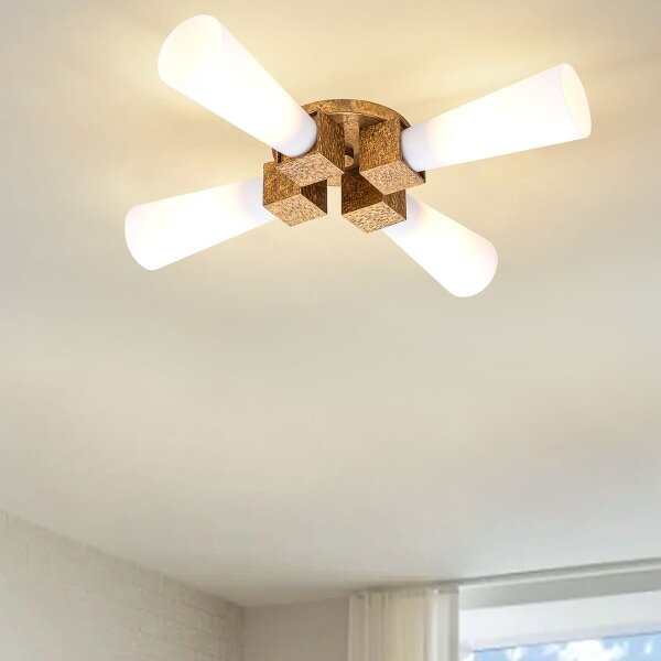 Elstead KRISTY-4P-DG-OPAL - Полилей на тръба KRISTY 4xE27/40W/230V меден