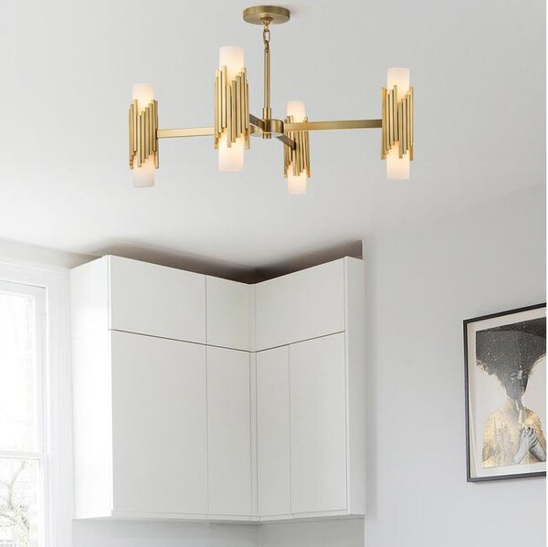 Elstead MARVELE8-AB-OPAL - Полилей на прът MARVELE 8xE14/40W/230V, златен