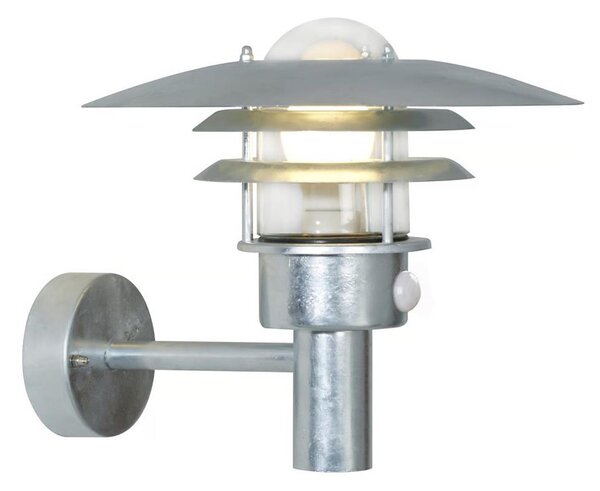 Nordlux - Външно стенно осветително тяло с сензор LONSTRUP 1xE27/60W/230V IP44 сребристо