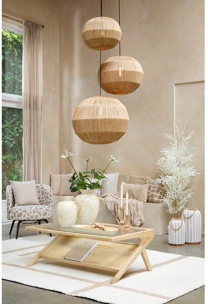 Масичка за кафе със стъклен плот в тъмно естествен цвят 70x112 cm Yuki – Light & Living