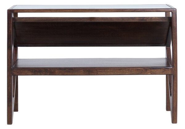Конзолна маса със стъклен плот в тъмно естествен цвят 41x119 cm Yuki – Light & Living