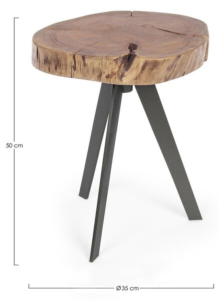 Черна/в естествен цвят масичка за кафе с акациев плот ø 35 cm Aron – Bizzotto