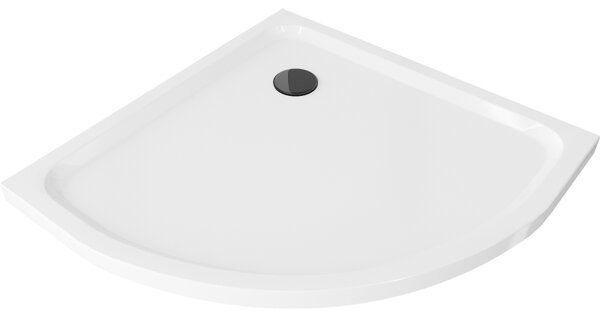 Mexen Flat полукръгъл душ-кабинен поддон slim 80 x 80 cm, бял, черен сифон - 41108080B