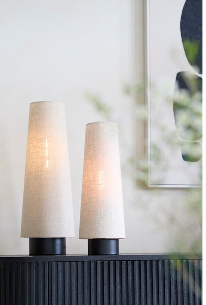 Бежова метална настолна лампа с текстилен абажур (височина 42 cm) Howie – Light & Living