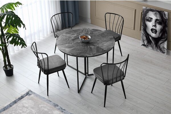 Антрацитни метални трапезни столове в комплект от 2 броя Yildiz - Kalune Design
