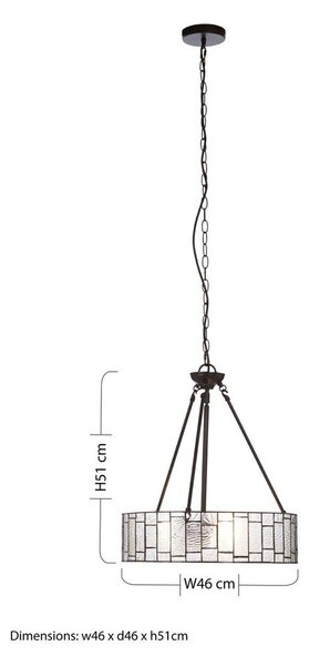 Метално висящо осветително тяло със стъклен абажур ø 46 cm Waldorf – Premier Housewares