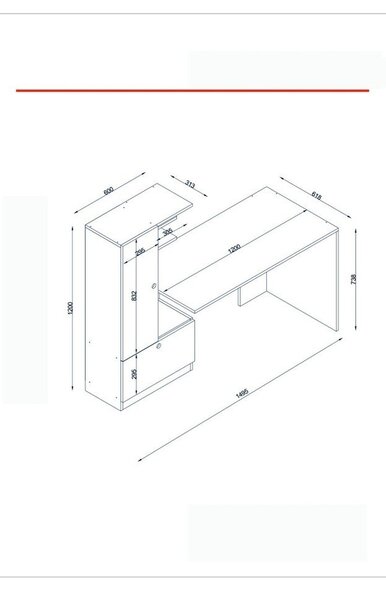 Работна маса 62x120 cm Domingos – Furny Home