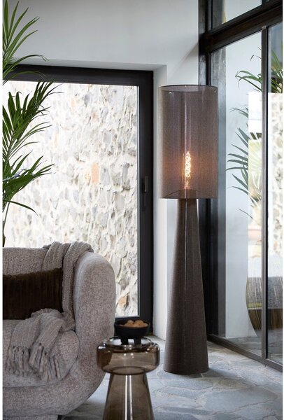 Кафява подова лампа с текстилен абажур (височина 180 cm) Micky – Light & Living