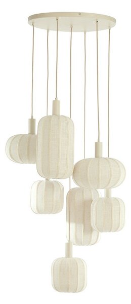 Кремаво висящо осветително тяло с текстилен абажур ø 50 cm Tufia – Light & Living