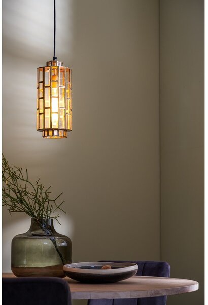 Висящо осветително тяло в бронзов цвят със стъклен абажур Søstrene – Light & Living