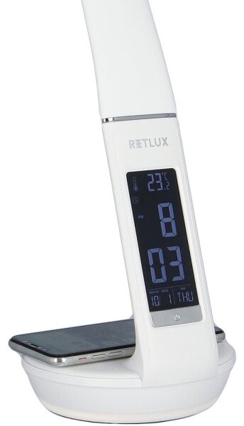 Retlux LED лампа с димер, безжично зареждане Qi, дисплей, 6W, 230V, 3000/4000/60