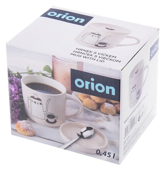 Бяла порцеланова чаша с капак 450 ml – Orion