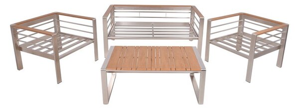 Сив метален градински комплект за отдих за 4 души Florence – Garden Pleasure