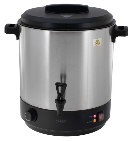 Електрически съд за пастьоризация и варене Adler AD 4538, 3000W, 28 л, 30-100°C, Поддържане на топлина, Светлинен индикатор, Инокс/черен