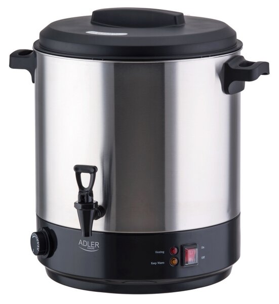Електрически съд за пастьоризация и варене Adler AD 4538, 3000W, 28 л, 30-100°C, Поддържане на топлина, Светлинен индикатор, Инокс/черен