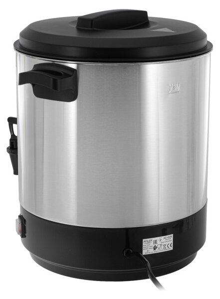 Електрически съд за пастьоризация и варене Adler AD 4538, 3000W, 28 л, 30-100°C, Поддържане на топлина, Светлинен индикатор, Инокс/черен