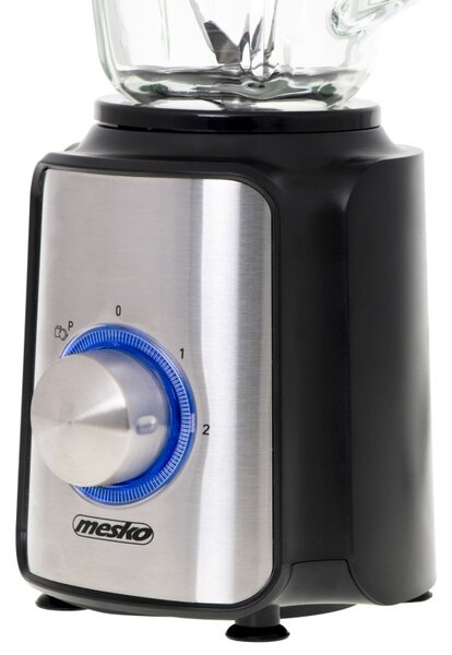 Блендер Mesko MS 4080, 1200W, 1.5 л, 21000 об/мин, 6 ножа, 2 скорости + пулс, Капак с отвор, Инокс/черен