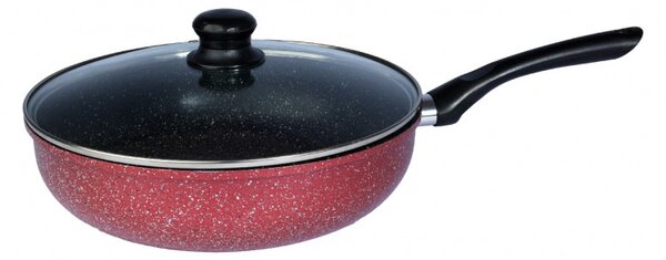Тиган с капак Rosberg R51319G24CD, 24 см, Дълбок, Мраморно покритие, Индукция, Бордо меланж
