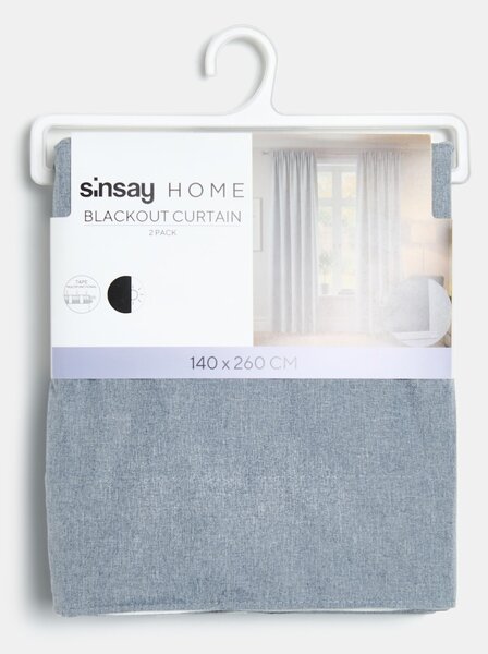 Sinsay - Комплект затъмняващи завеси с лента 2 pack - средно сиво