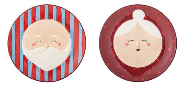 Червени десертни глинени чинии в комплект 2 бр. с коледни мотиви ø 16 cm Granny – Bloomingville
