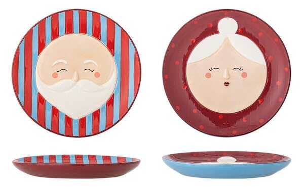 Червени десертни глинени чинии в комплект 2 бр. с коледни мотиви ø 16 cm Granny – Bloomingville
