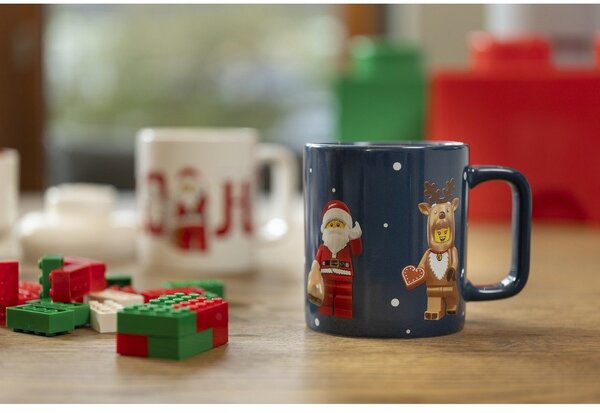 Тъмносиня керамична детска чаша 300 ml Christmas Minifigures – LEGO®