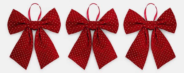 Sinsay - Кадифени коледни панделки със златисти апликации 3 pack - червeн