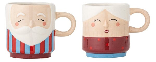 Червени глинени чаши в комплект 2 бр. с коледни мотиви 280 ml Granny – Bloomingville