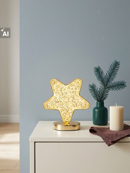 Sinsay - Коледна LED настолна лампа във формата на звезда - златно