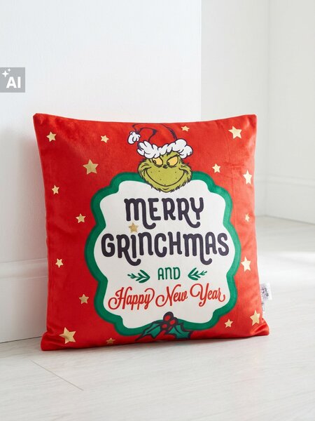Sinsay - Възглавница с коледен мотив Grinch - червeн