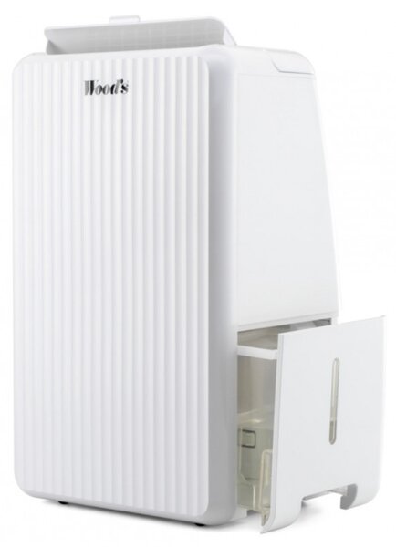 Влагоуловител Woods MRD10G, До 40 м2, За бани, 10l/24ч, Таймер, Регулируем поток, Хидростат, Бял