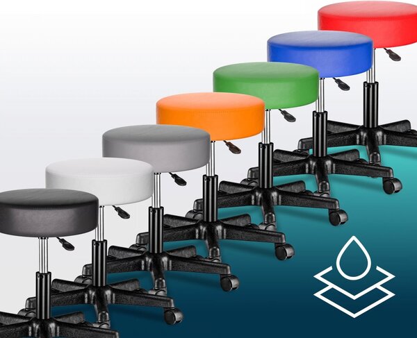 Козметичен стол на колелца 360°, регулируем - комплект от 2 Черен