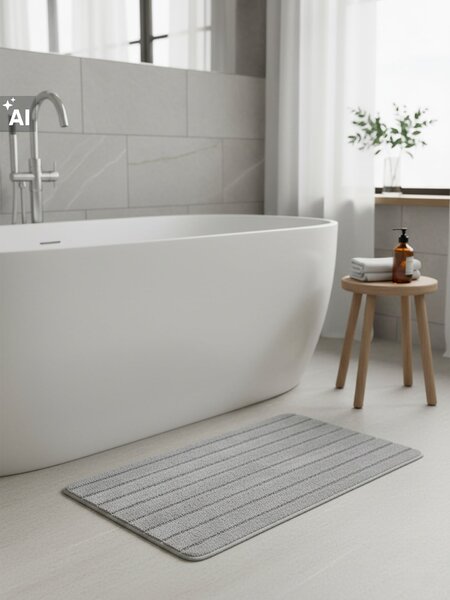 Sinsay - Тафтинг постелка за баня - Светло сиво